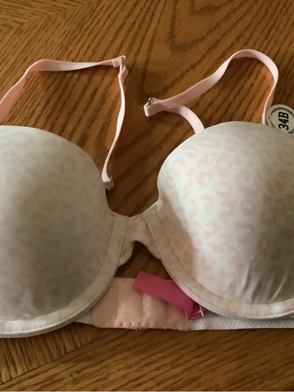PINK Victoria's Secret Light Pink Leopard Push-Up Bra